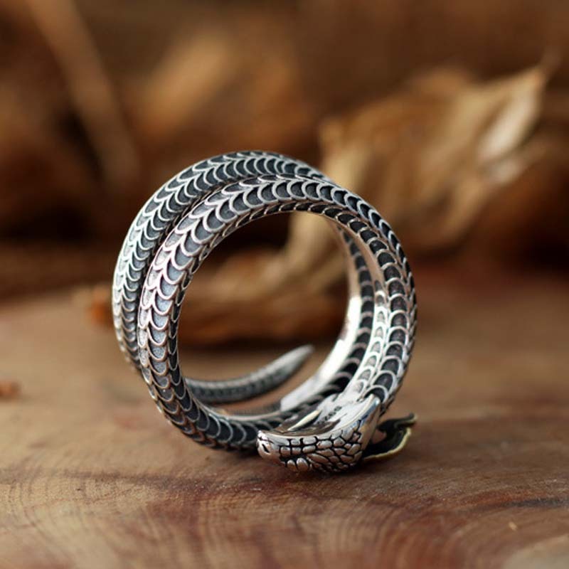 Dragon Horned Snake Silver Ring