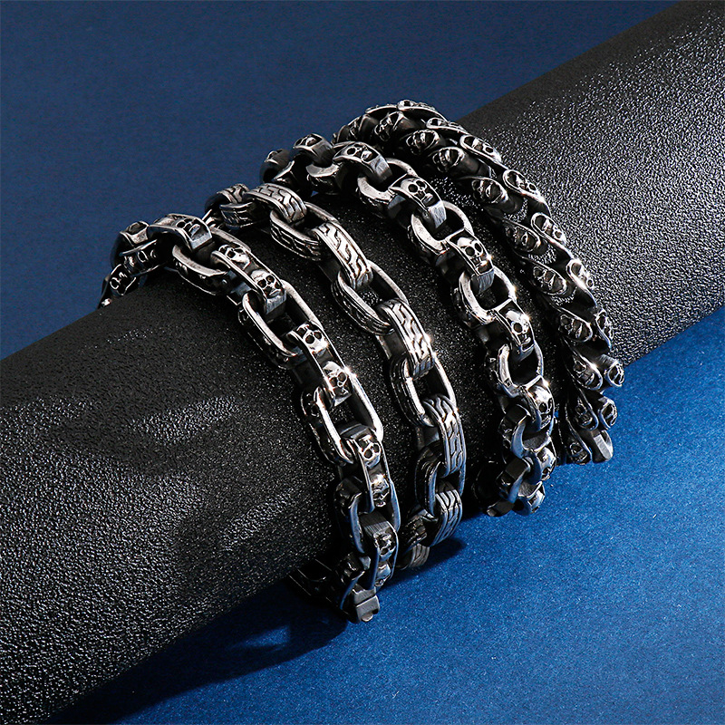 Personalized punk motorcycle ghost head bracelet