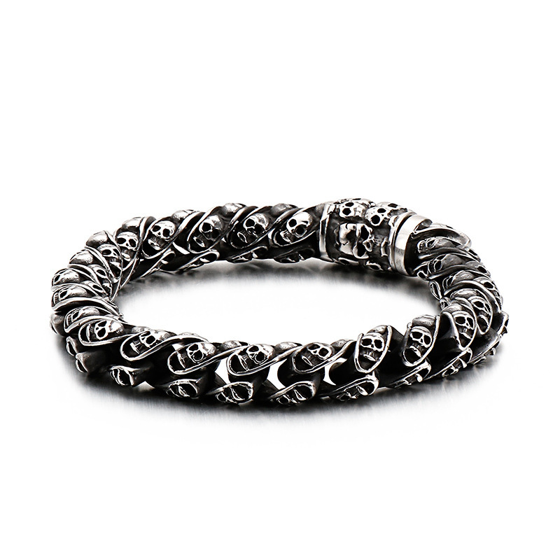 Personalized punk motorcycle ghost head bracelet