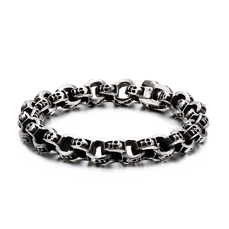 Personalized punk motorcycle ghost head bracelet