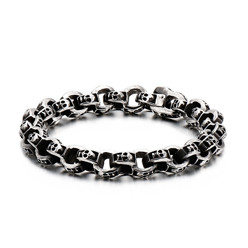 Personalized punk motorcycle ghost head bracelet