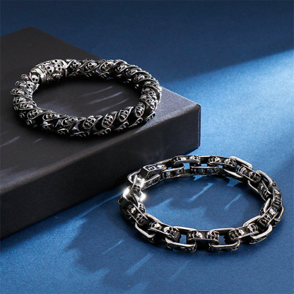 Personalized punk motorcycle ghost head bracelet