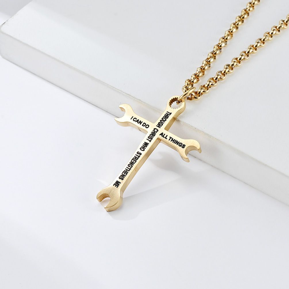 Hip Hop Trend Wrench Cross Necklace