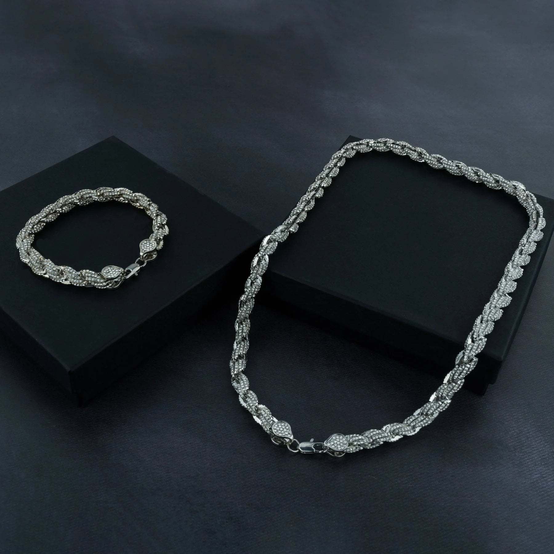 9mm Iced Rope Bracelet & Chain Bundle