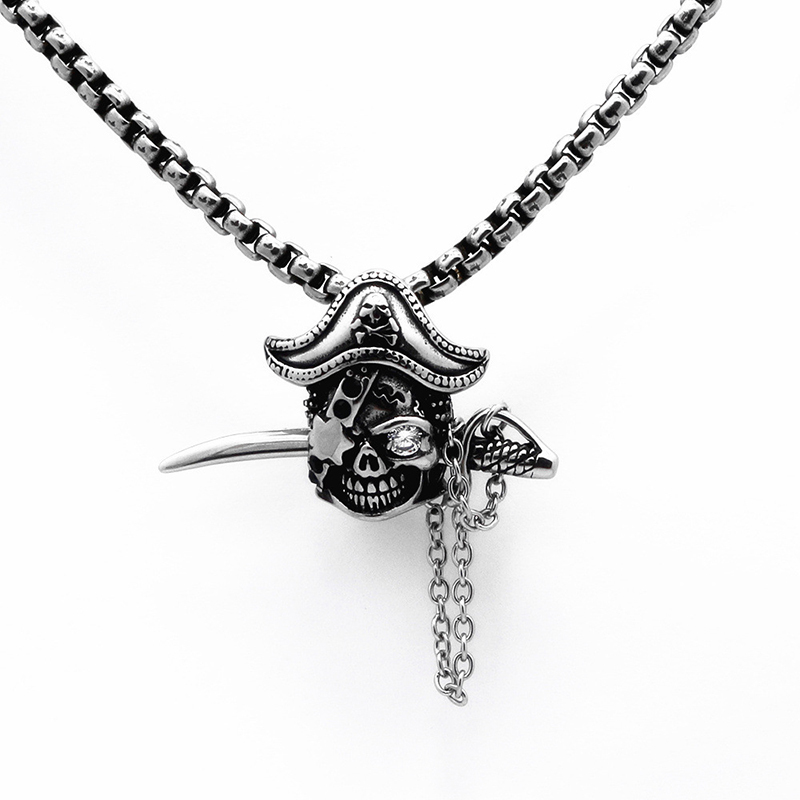 Vintage One Piece Skull Pendant Necklace
