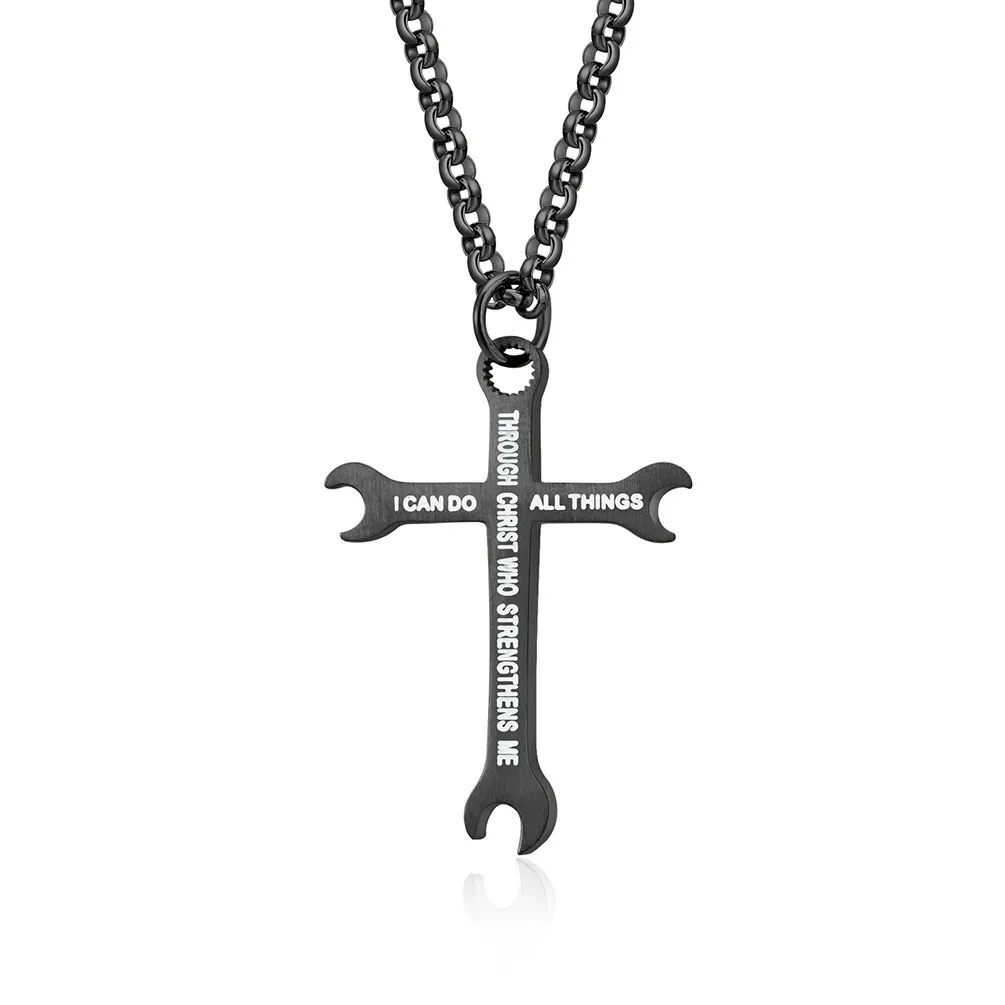 Hip Hop Trend Wrench Cross Necklace