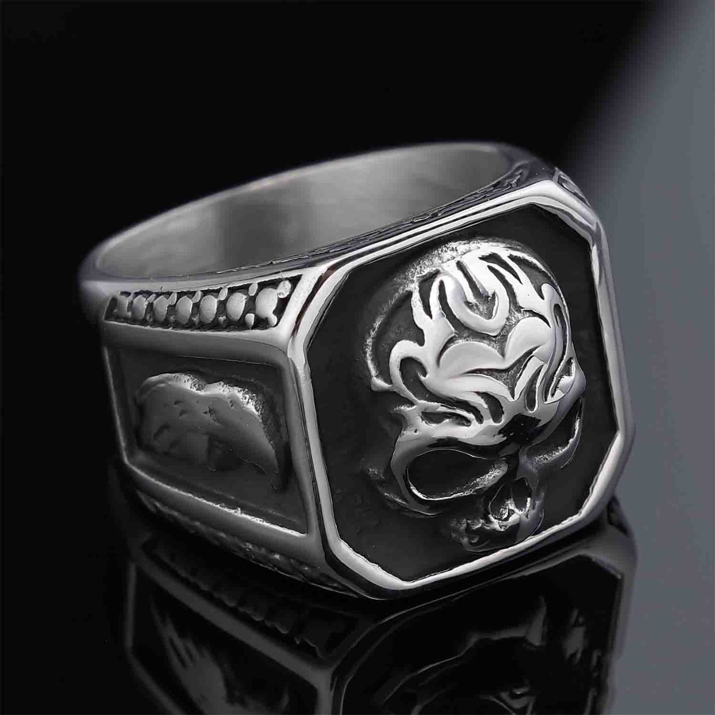 Skull Crow 925 Silver Ring