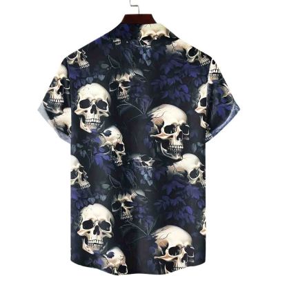 Men's Retro Dark Style Skull Print Shirt