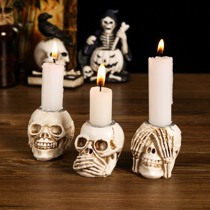 Halloween skull candlestick