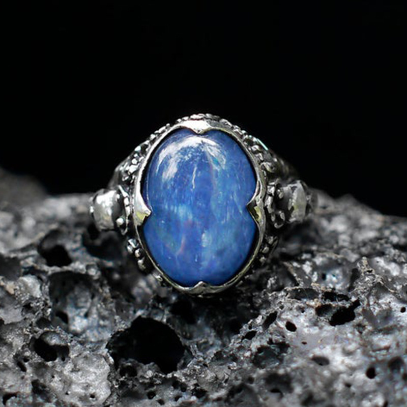 Skull and sapphire ring