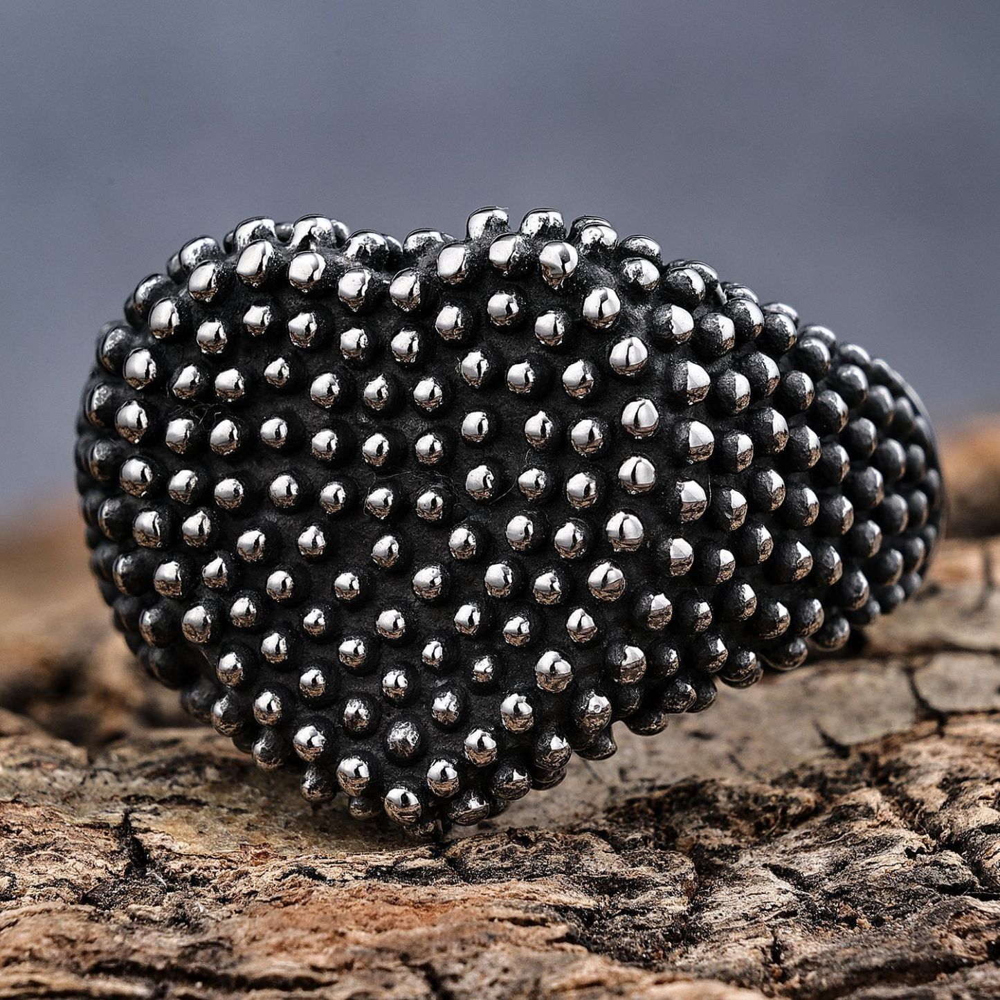 925 silver heart-shaped raised dot ring