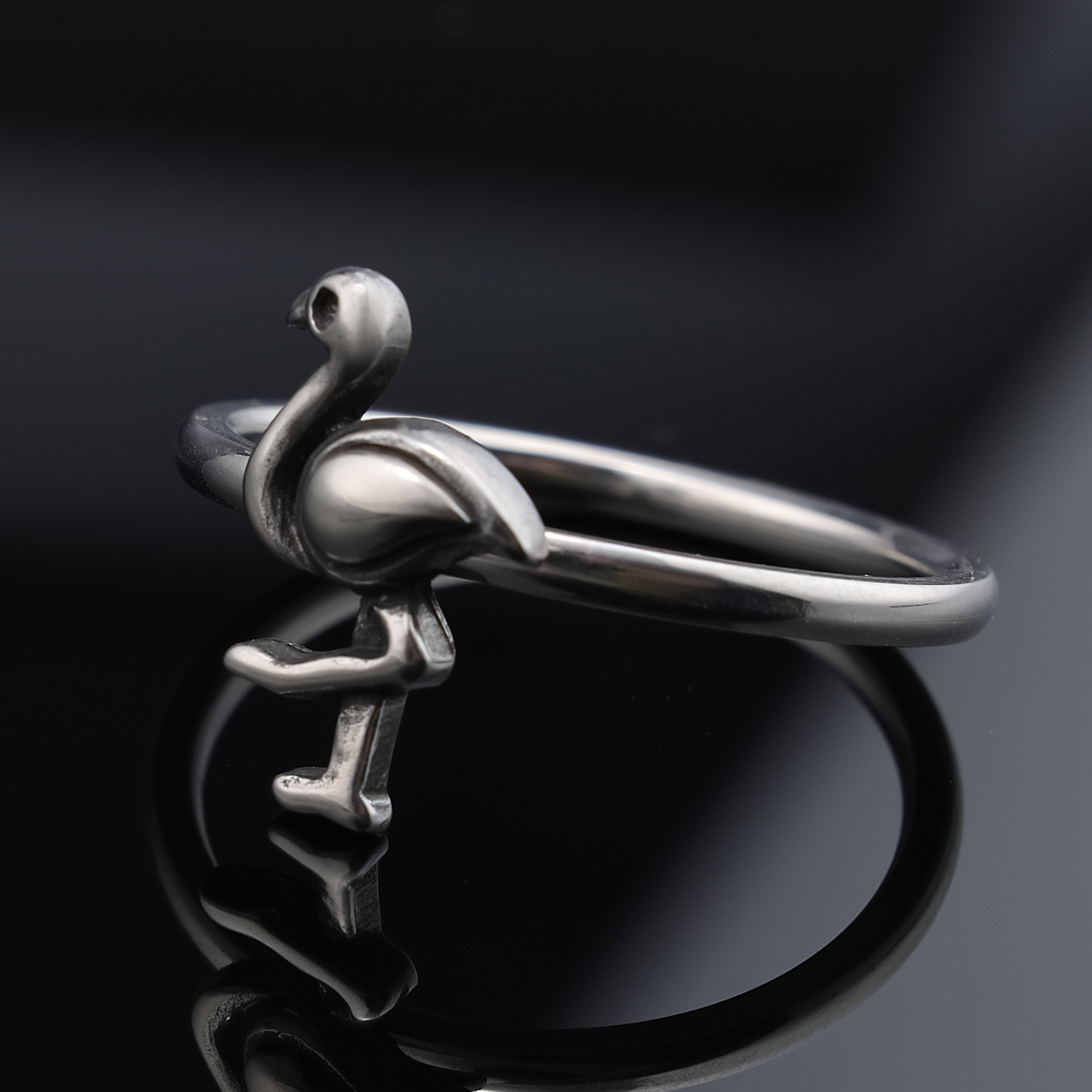 Sterling silver flamingo ring