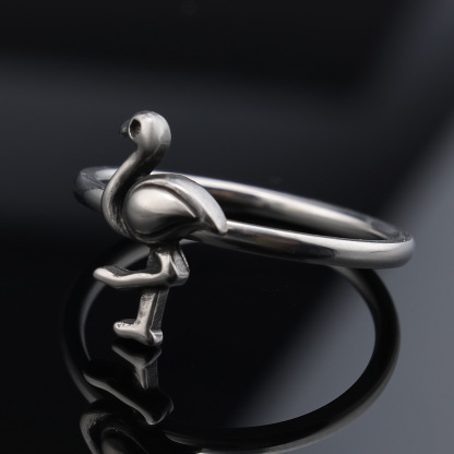 Sterling silver flamingo ring
