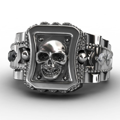 Black Diamond Skull Ring