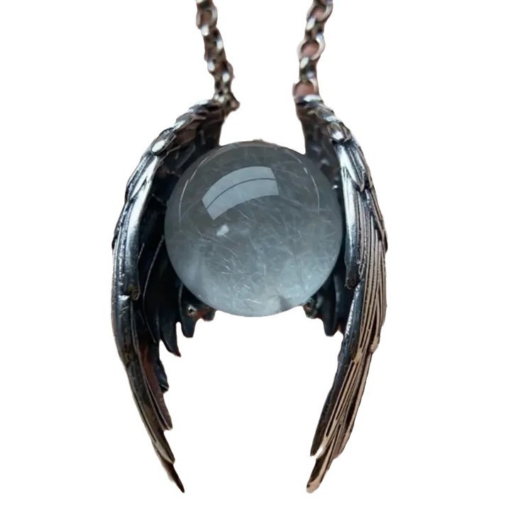 Angel Wing Crystal Ball Pendant