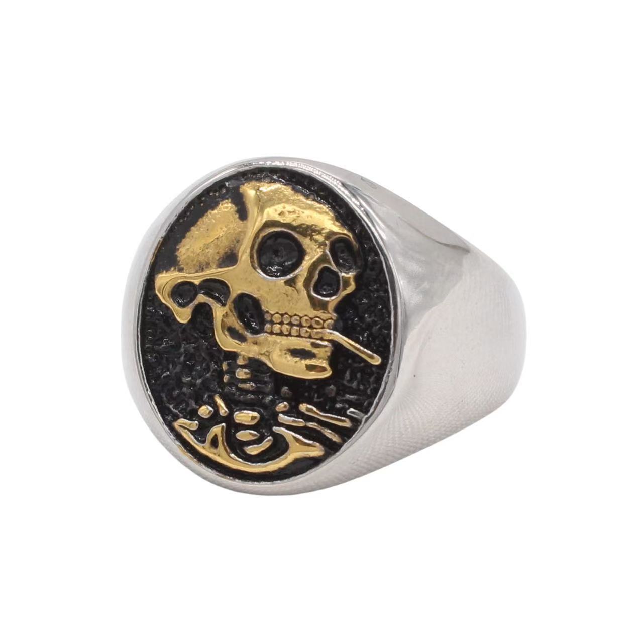 Vintage smoking skull ring