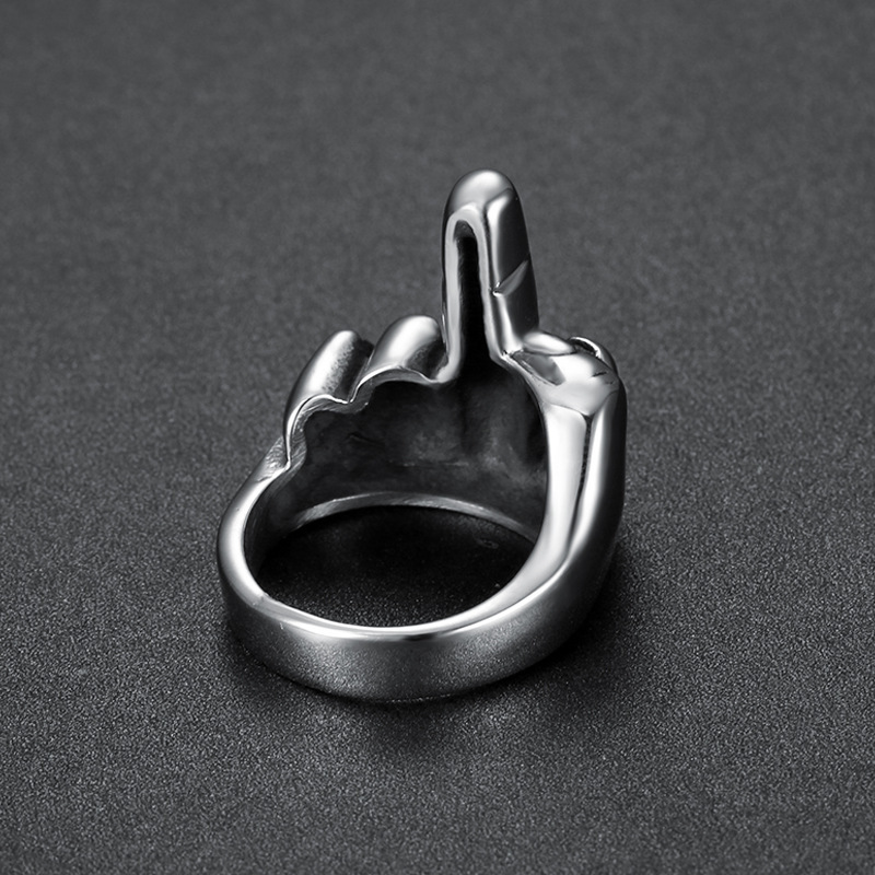 Vintage fist middle finger ring