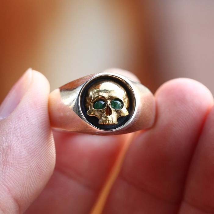 Punk skull adjustable ring