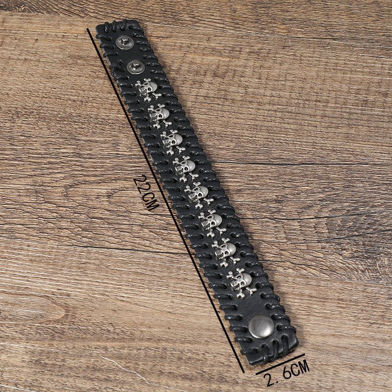 Vintage skull leather bracelet