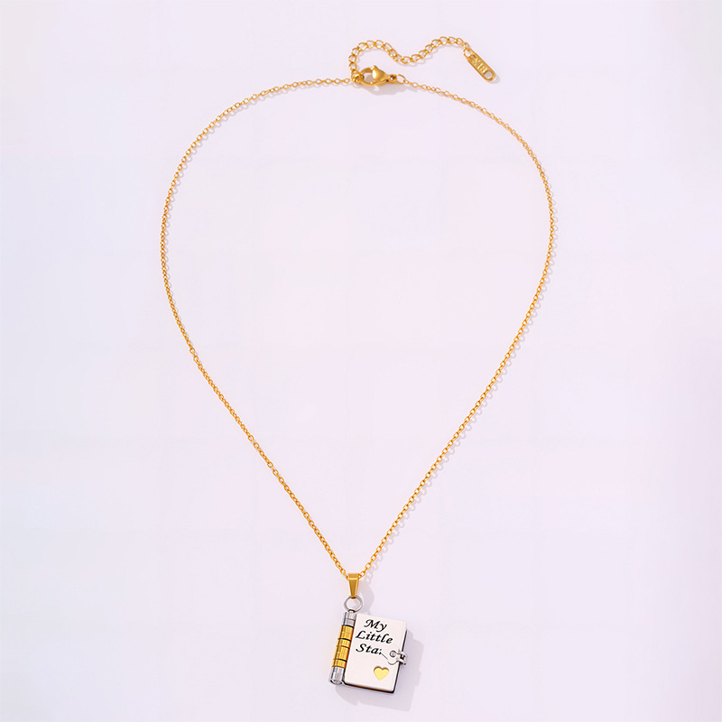 Book engraved pendant necklace