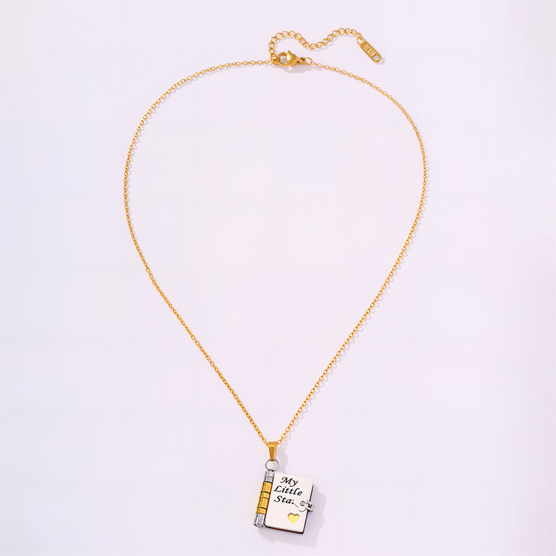 Book engraved pendant necklace