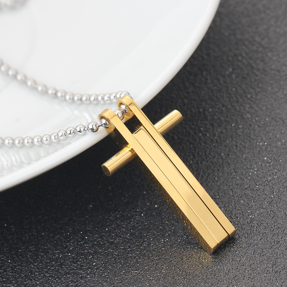 Seven-color diamond cross pendant necklace