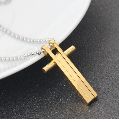 Seven-color diamond cross pendant necklace