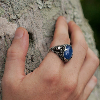 Skull and sapphire ring