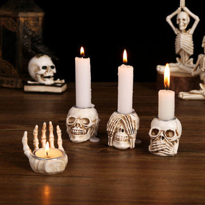 Halloween skull candlestick