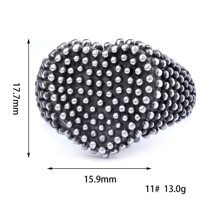 925 silver heart-shaped raised dot ring