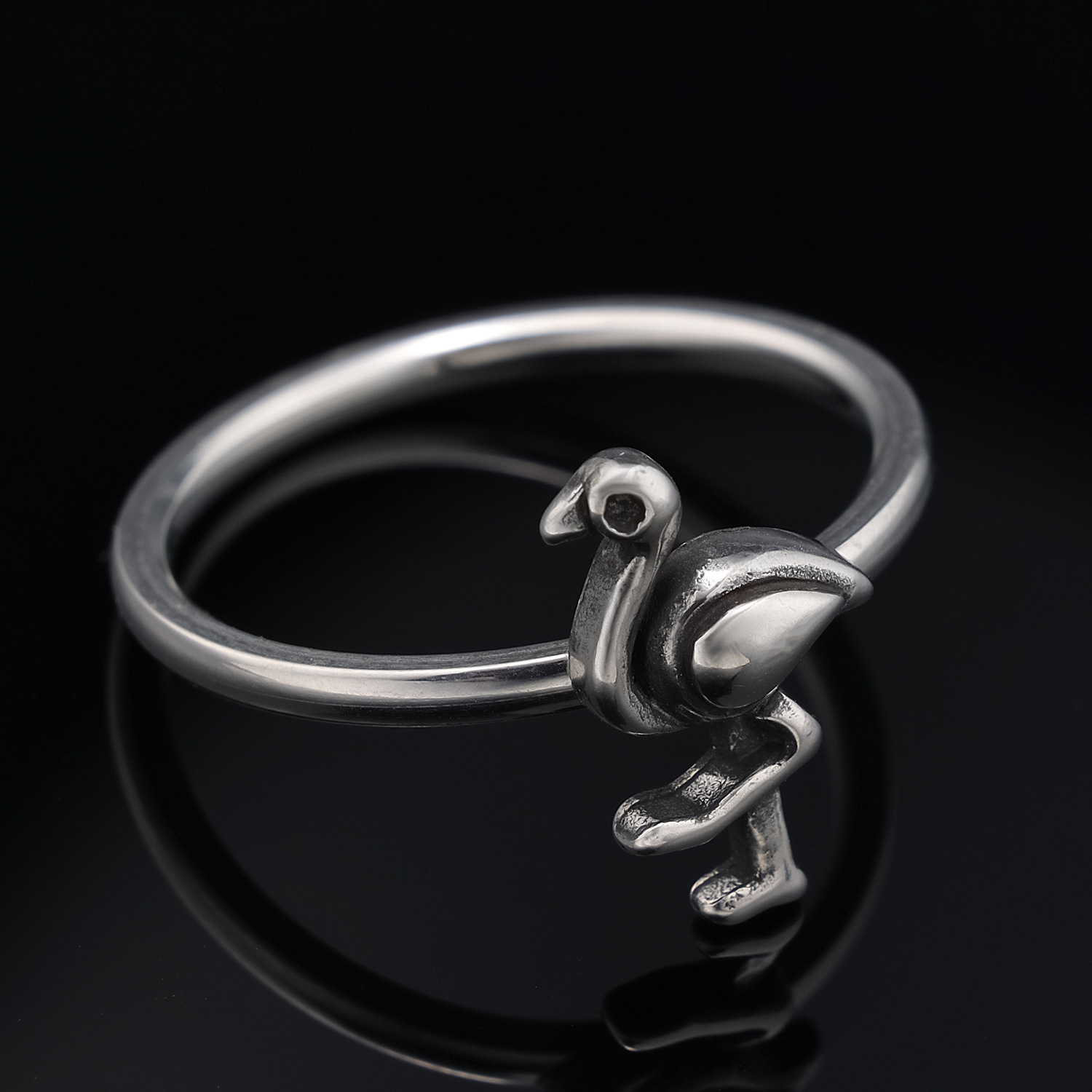 Sterling silver flamingo ring