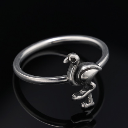 Sterling silver flamingo ring