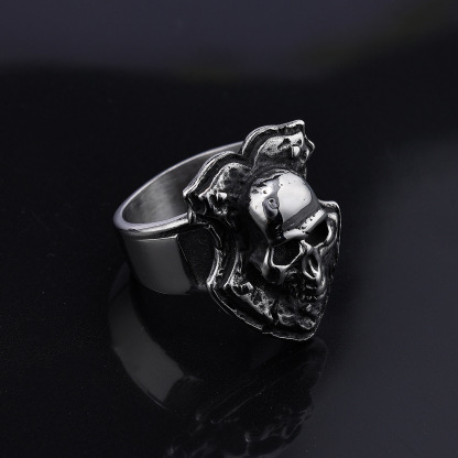 Vintage motorcycle style skull ring