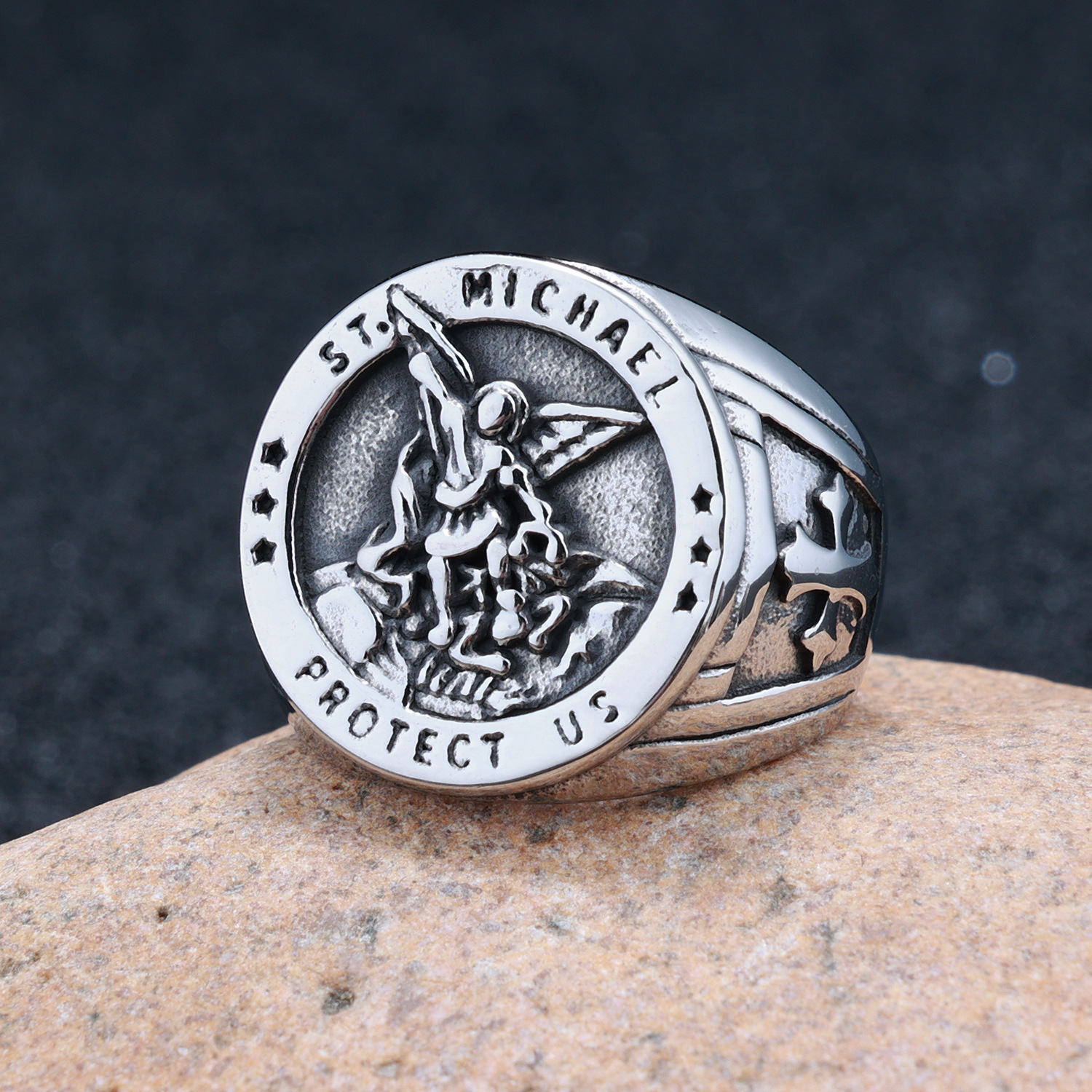Angel Cross Signet Ring