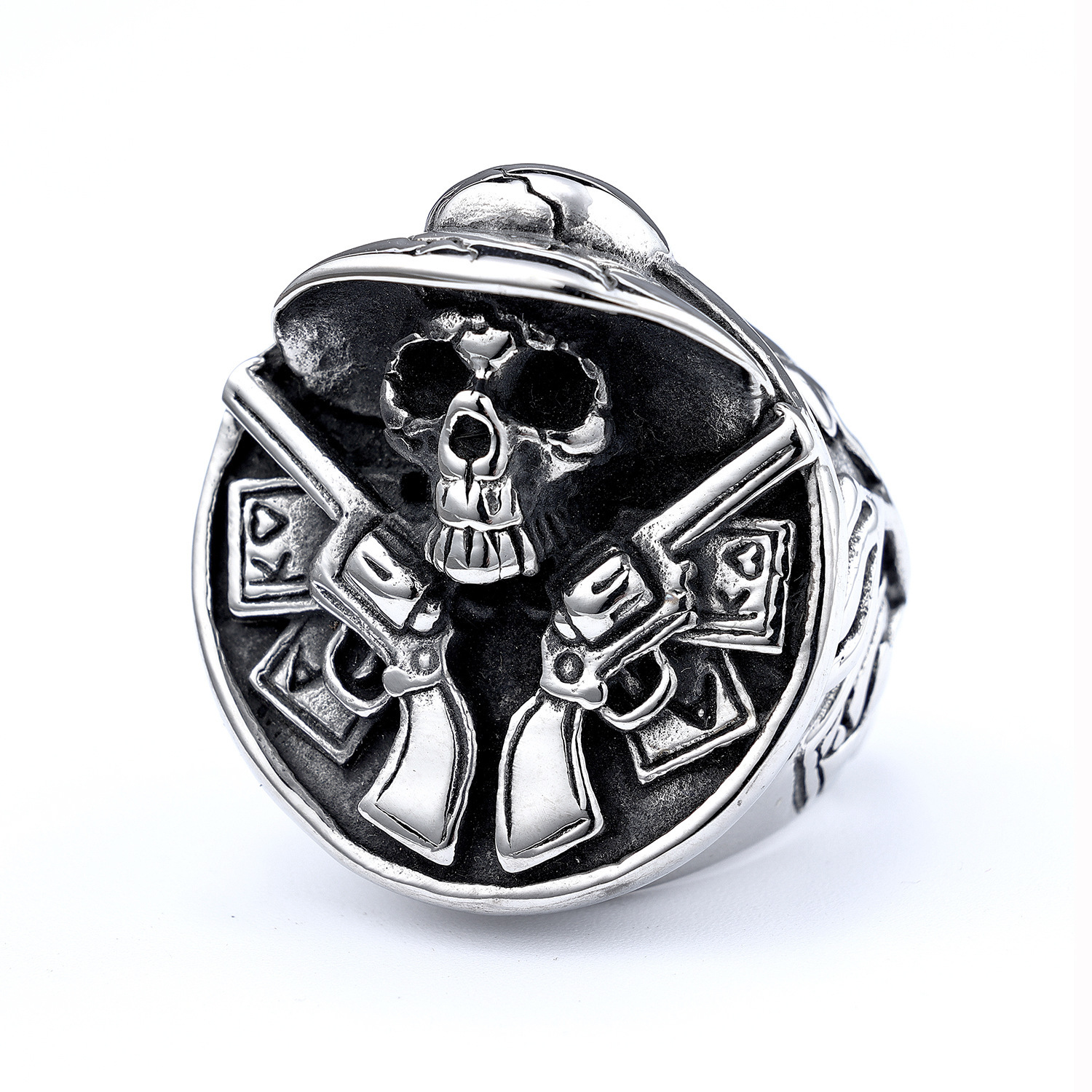 Round Masonic Skull Ring