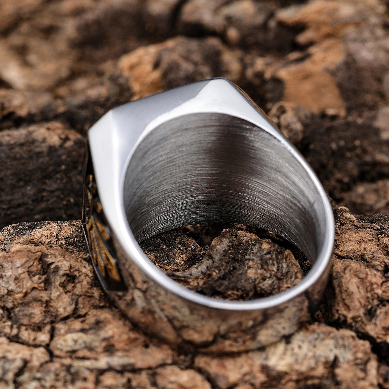 Gold skull 925 silver men's ring