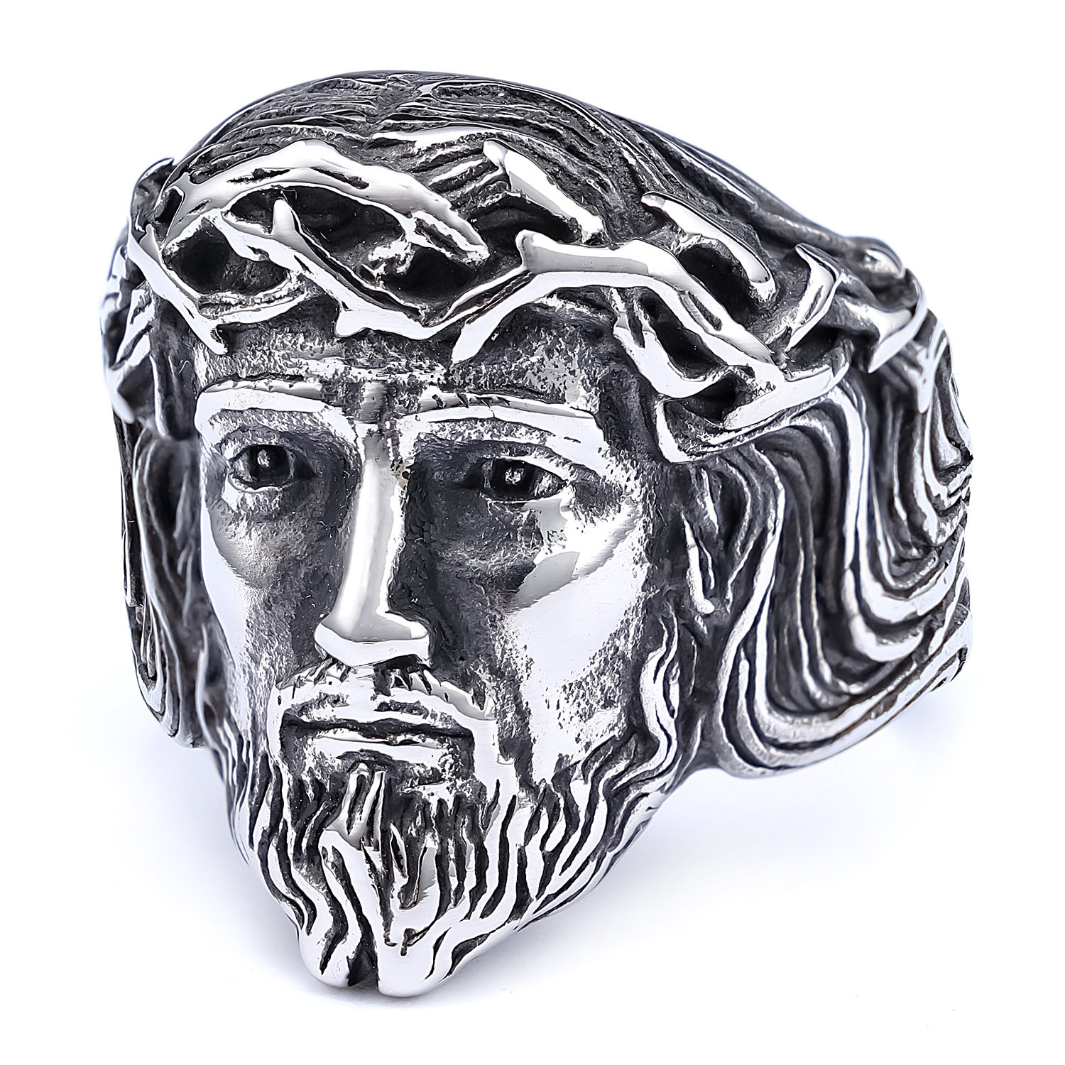 925 silver men's ring with human head
