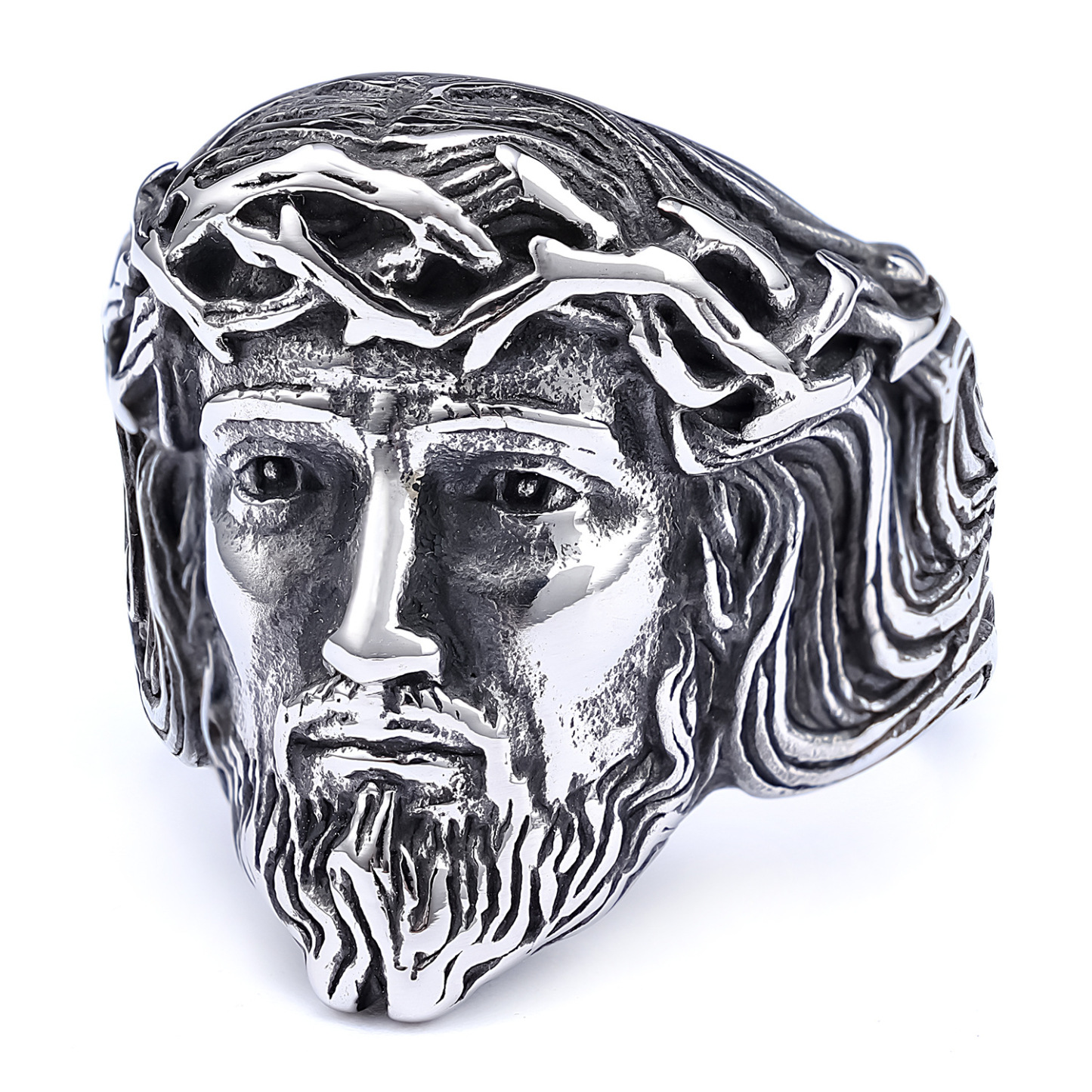 925 silver men's ring with human head