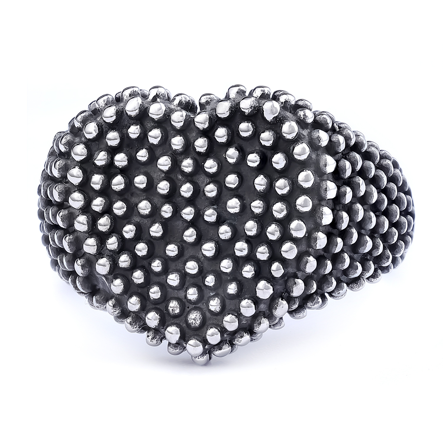 925 silver heart-shaped raised dot ring