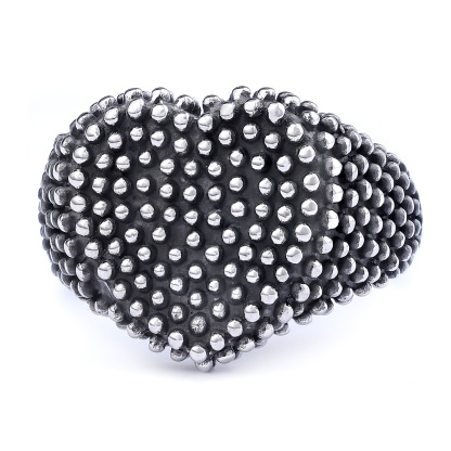 925 silver heart-shaped raised dot ring
