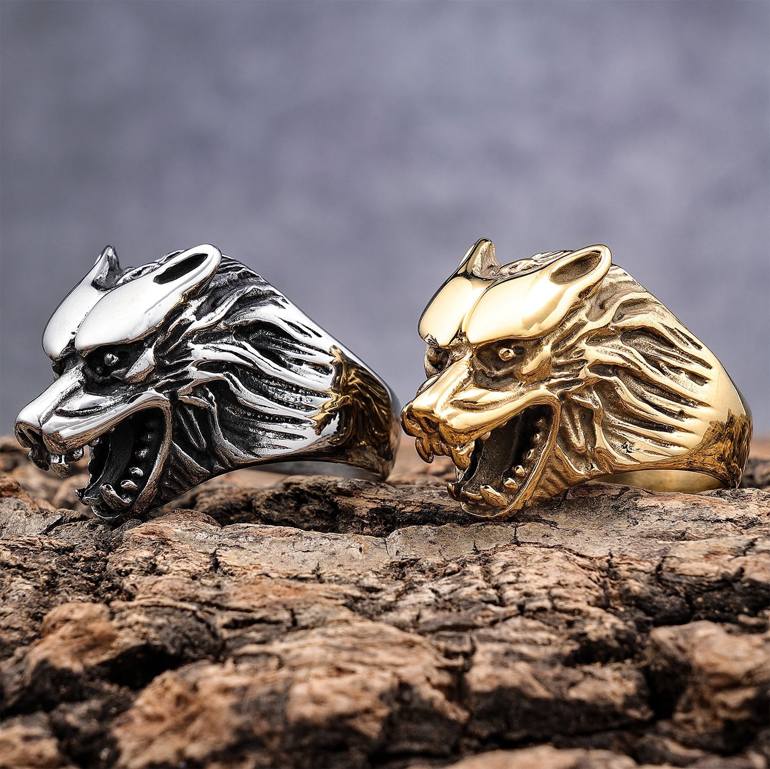 Norse mythology wolf head ring