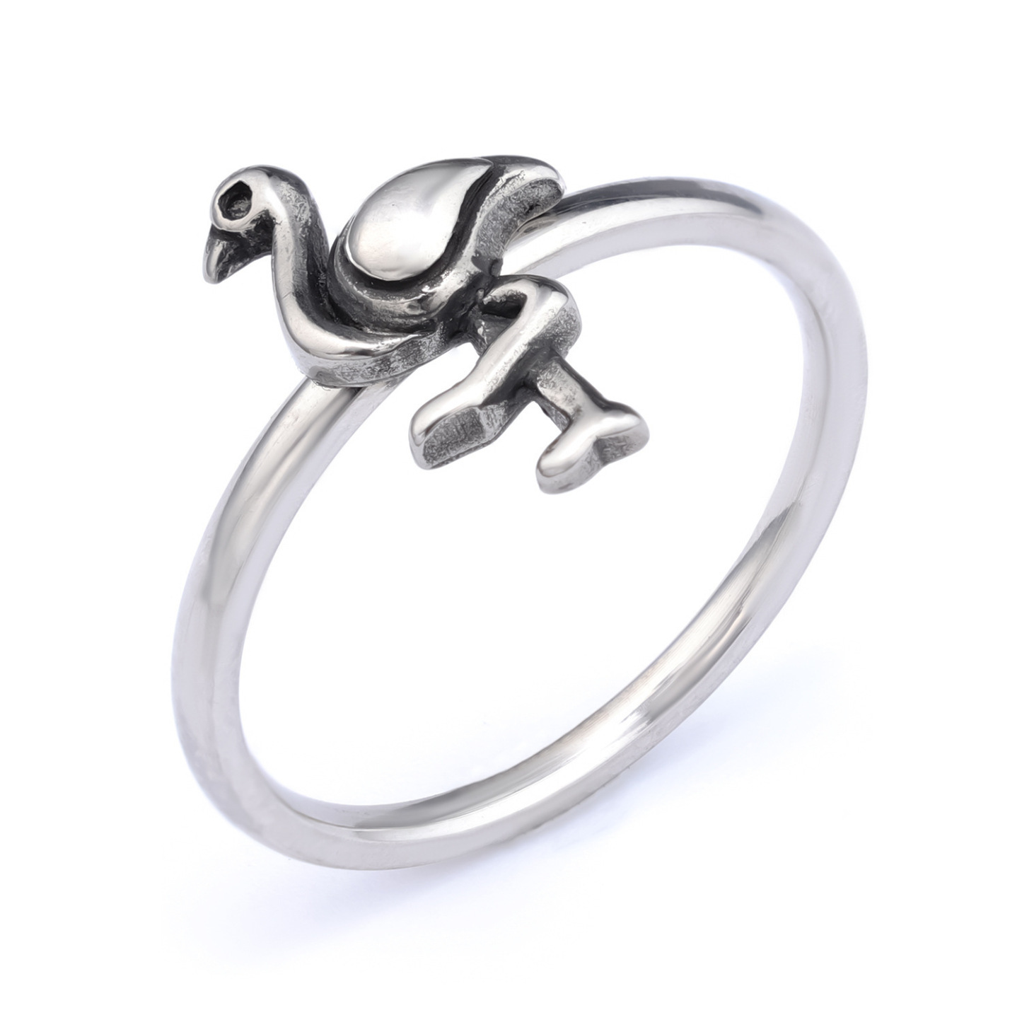 Sterling silver flamingo ring
