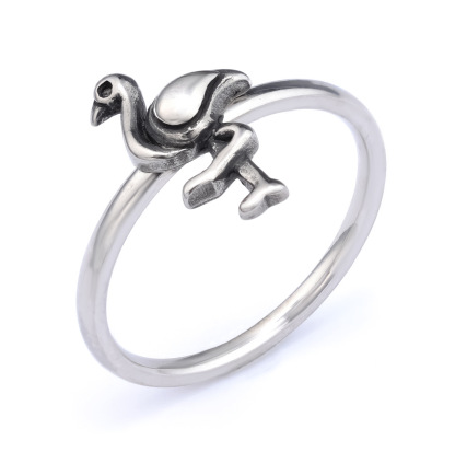 Sterling silver flamingo ring