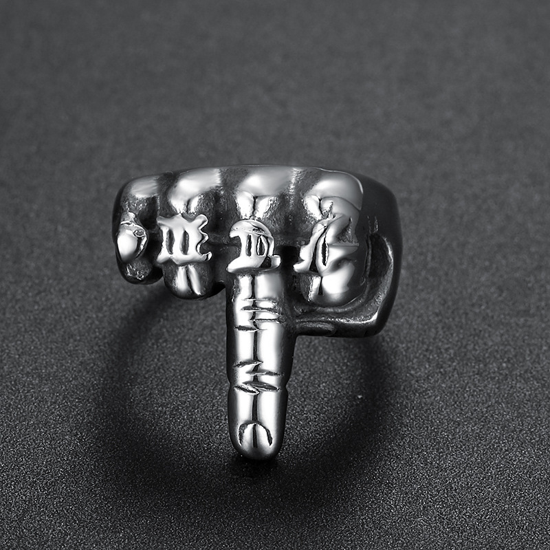 Vintage fist middle finger ring