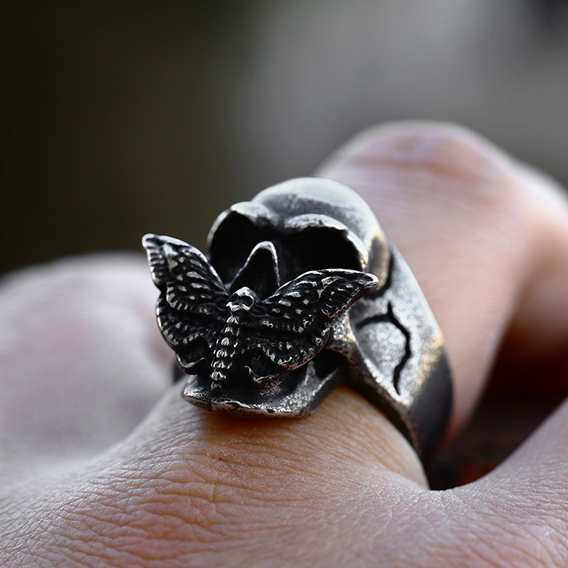 Moth Skull Ring
