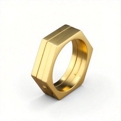 Retro Hexagonal Folding Stainless Steel Men's Ring