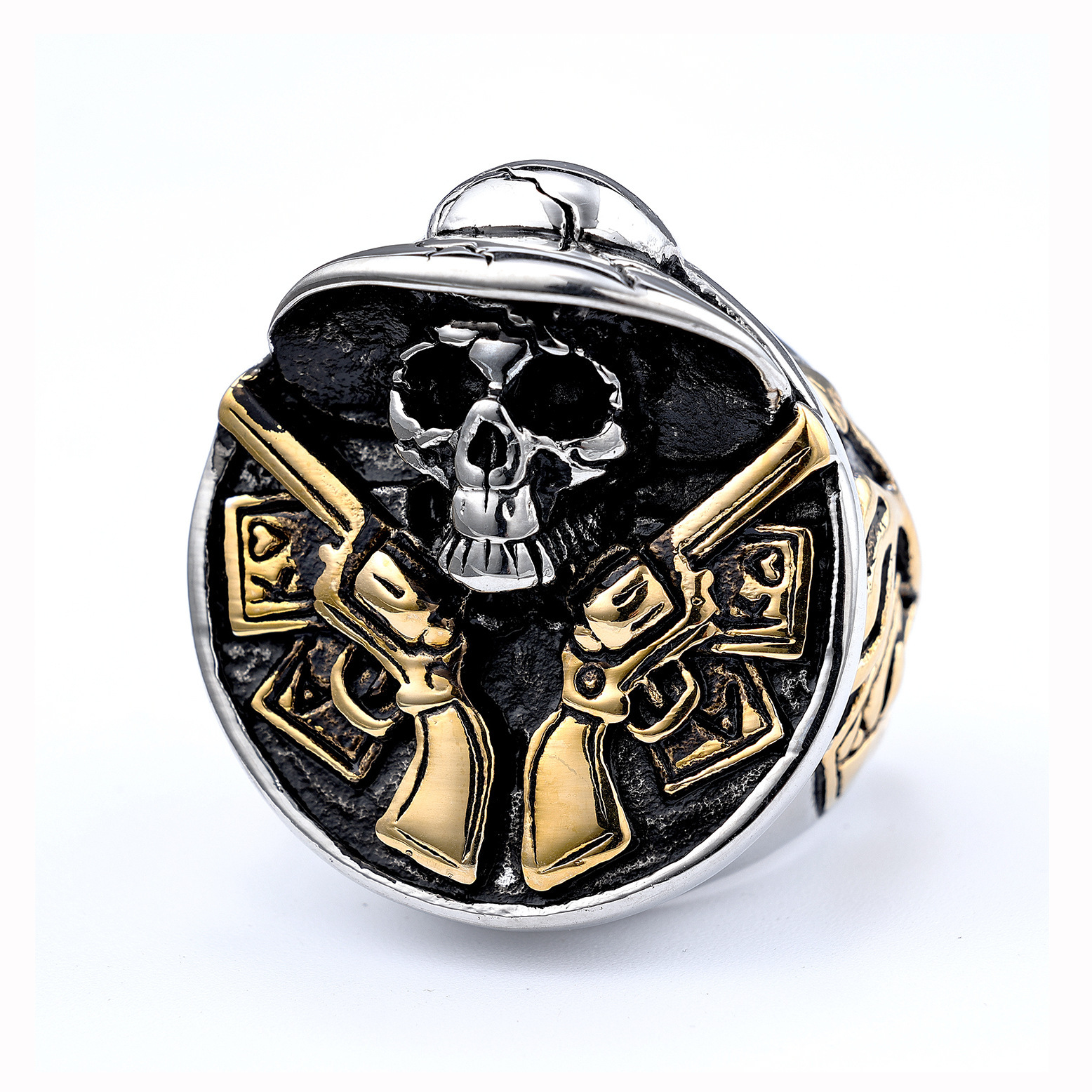 Round Masonic Skull Ring