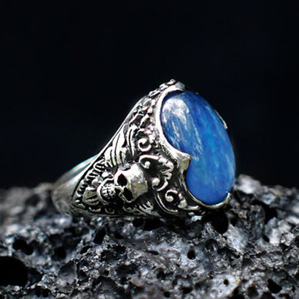 Skull and sapphire ring