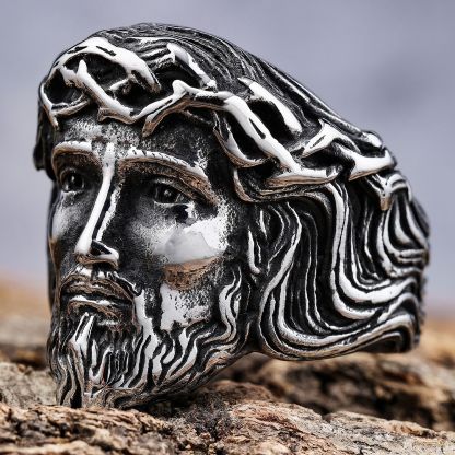 925 silver men's ring with human head