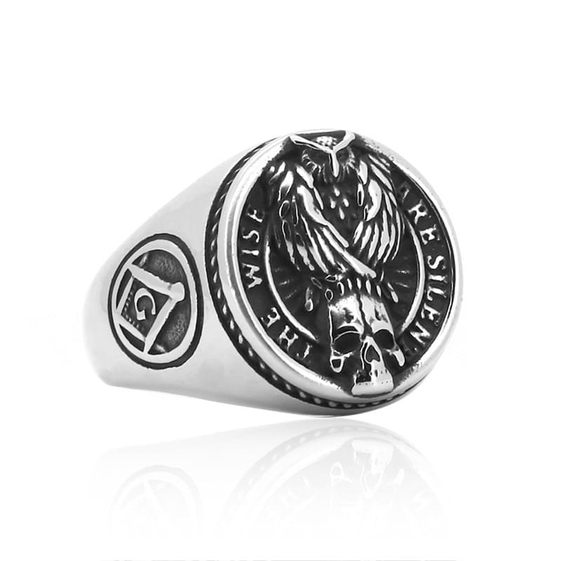 Vintage crow titanium steel ring